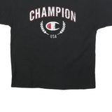 CHAMPION Mens Black & Red Graphic T-Shirt 2XL Short Sleeve Crew Neck Logo