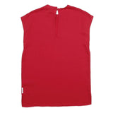 CALVIN KLEIN Womens Red Sleeveless Round Neck Plain Top UK 6 Polyester