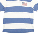 BROOKS BROTHERS Mens Blue & White Colourblock Polo Shirt XL Cotton Jersey Short