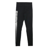 PUMA Womens Joggers Black Slim Tapered UK 8 W24 L27 Logo Print Activewear