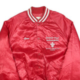 KING LOUIE Mens Red Satin Button Bomber Jacket L Retro Sportswear