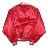 KING LOUIE Mens Red Satin Button Bomber Jacket L Retro Sportswear