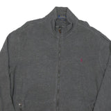POLO RALPH LAUREN Mens Grey Zip Jumper Cotton Blend XL Relaxed Full Zip