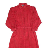 YOUR 6TH SENSE Womens Red Polka Dot Day Polyester Shirt Dress S Button Collar
