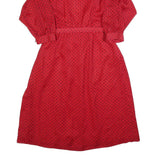 YOUR 6TH SENSE Womens Red Polka Dot Day Polyester Shirt Dress S Button Collar