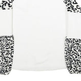 Womens White & Black Animal Print Pattern Fleece Pullover Crew Neck Jumper L
