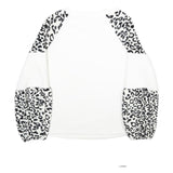 Womens White & Black Animal Print Pattern Fleece Pullover Crew Neck Jumper L