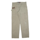 WRANGLER Mens Relaxed Beige Cargo Trousers W35 L34 Cotton Blend Zip Pockets