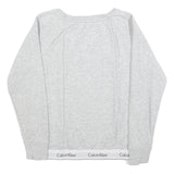 CALVIN KLEIN Womens Grey Sweatshirt Crew Neck S Logo Trim Pullover Cotton Blend