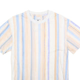 KARL KANI Mens Blue & Beige Striped T-Shirt XXS Short Sleeve Crew Neck Casual