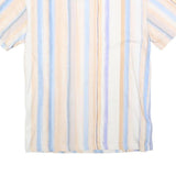 KARL KANI Mens Blue & Beige Striped T-Shirt XXS Short Sleeve Crew Neck Casual