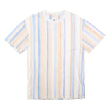 KARL KANI Mens Blue & Beige Striped T-Shirt XXS Short Sleeve Crew Neck Casual