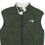 THE NORTH FACE Mens Green Fleece Vest L Polyester Blend Outdoor Zip Pockets