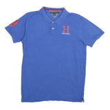 TOMMY HILFIGER Mens Blue H Logo Short Sleeve Polo Shirt XL Cotton Casual