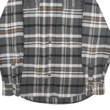 JACHS Mens Grey & Brown Check Flannel Shirt M Casual Button-Up Long Sleeve