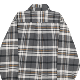 JACHS Mens Grey & Brown Check Flannel Shirt M Casual Button-Up Long Sleeve