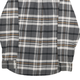 JACHS Mens Grey & Brown Check Flannel Shirt M Casual Button-Up Long Sleeve