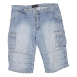 RE-JECT Mens Cargo Blue Denim XL W42 Cotton Blend Casual Shorts
