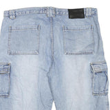 RE-JECT Mens Cargo Blue Denim XL W42 Cotton Blend Casual Shorts