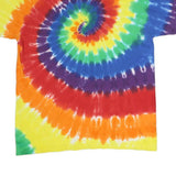 PORT & COMPANY Mens Yellow & Rainbow Tie Dye T-Shirt 2XL Short Sleeve Crew Neck