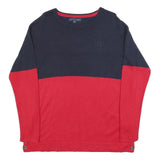 TOMMY HILFIGER Womens Navy & Red Plain Jumper Crew Neck Basic Knit L