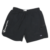 CHAMPION Mens Shorts Black Casual Polyester Blend L W28 Logo Print Zip Pocket