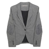 ZARA BASIC Womens Grey Wool Blend Blazer XS Button Closure Tailored Jacket Wool