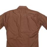 ARROW Mens Brown Shirt M Classic Cotton Blend Short Sleeve Button Front