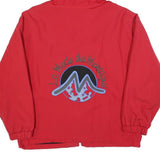 LA MODE DES MONTAGNES Mens Red Hooded Jacket L Polyester Blend Plain Zip Outdoor
