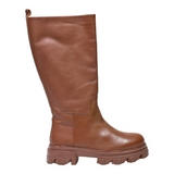 STEVE MADDEN High Boots Brown Leather Womens UK 8.5