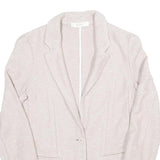 Womens Beige Cotton Blend Button Jacket S Woven Classic Stylish Lightweight