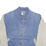 TEEZ Womens Blue & Beige Button Cotton Casual Jacket M Denim Colourblock