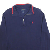 POLO RALPH LAUREN Boys Navy Blue Pullover Plain Crew Neck Cotton L Jumper