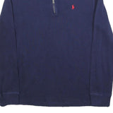POLO RALPH LAUREN Boys Navy Blue Pullover Plain Crew Neck Cotton L Jumper