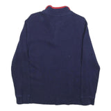 POLO RALPH LAUREN Boys Navy Blue Pullover Plain Crew Neck Cotton L Jumper