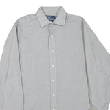 POLO RALPH LAUREN Mens Light Grey Shirt L Cotton Blend Classic Fit Button Collar