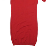 YVES SAINT LAURENT Womens Red Wool Day Dress Short Sleeve S Puff Shoulder