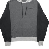 CHAMPION Mens Grey & Black Colourblock Pullover Hoodie M Cotton Blend Casual