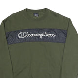 CHAMPION Mens Green Crew Neck M Sweatshirt Cotton Blend Logo Print