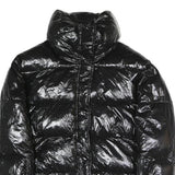 I DO Womens Black Slim Puffer Jacket S Polyester Blend Zip Shiny Collar