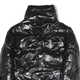 I DO Womens Black Slim Puffer Jacket S Polyester Blend Zip Shiny Collar