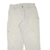 CARHARTT Mens Regular Fit Beige Cotton Blend Workwear Jeans W36 L30 Zip Pockets