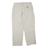 CARHARTT Mens Regular Fit Beige Cotton Blend Workwear Jeans W36 L30 Zip Pockets