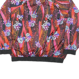 CASUAL ISLE Womens Black & Red Floral Nylon Zip Jacket XL Lightweight Patterned