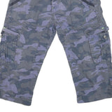 RAIMBOW Mens Shorts Blue Camouflage Cargo L W32 Cotton Blend Casual