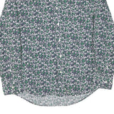 TOMMY HILFIGER Mens Green & White Floral Pattern Shirt L Cotton Blend Casual