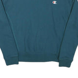 CHAMPION Womens Blue Crew Neck S Cotton Blend Pullover Logo Sweatshirt