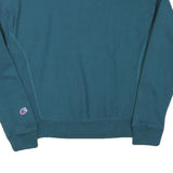 CHAMPION Womens Blue Crew Neck S Cotton Blend Pullover Logo Sweatshirt