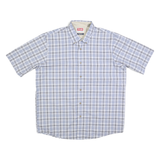 WRANGLER Mens Blue & Grey Checked Cotton Blend Shirt L Casual Button Down