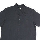 ISLAND SHORES Mens Black Rayon Shirt L Button Pocket Casual Summer Style